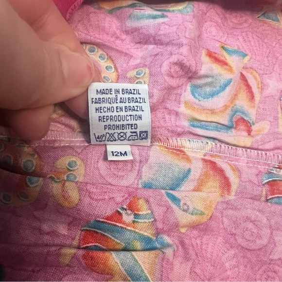 Vintage Tropical Art by Motti Naeh Baby Dress 12M‎ Pink Tropical Fish Print - Picture 7 of 7